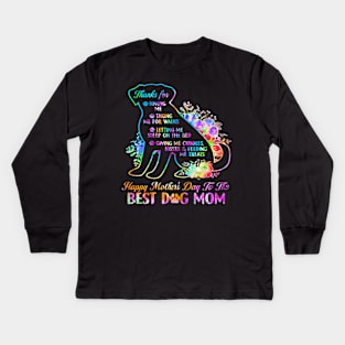 Happy Mother's Day Tie Dye To The Best Dog Mom Mothers Day Kids Long Sleeve T-Shirt